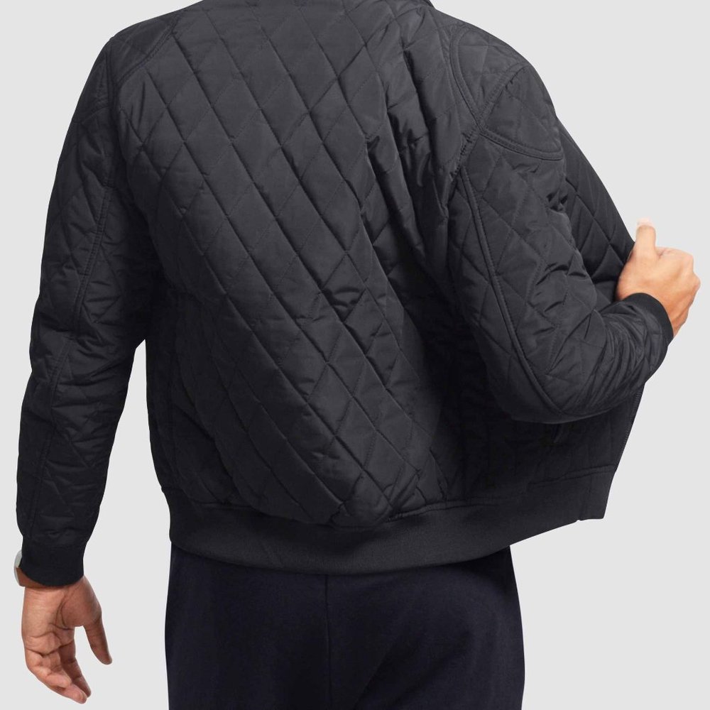 OLGYN Men’s Quilted Black Bomber Jacket - Picture 2 of 4